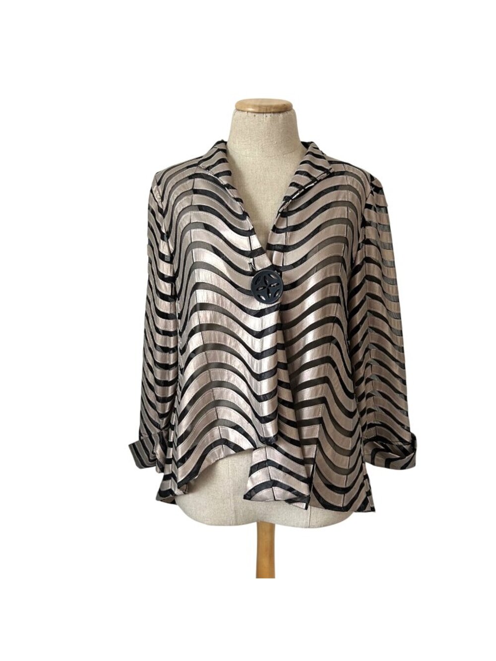 IC By Connie K Women's Sz Small Metallic Striped Asymmetrical Blazer Jacket